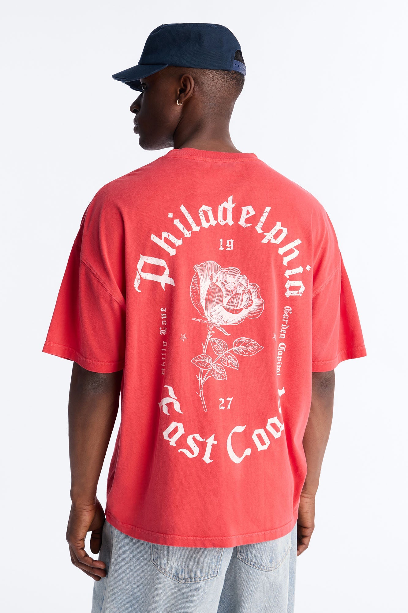 Philly Rose Oversized Short Sleeve Tee - Red