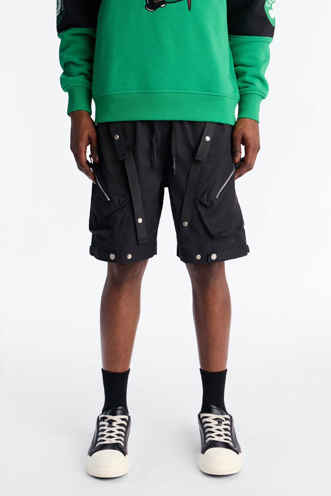 Relaxed Pearson Gates Multi Straps Utility Short - Black