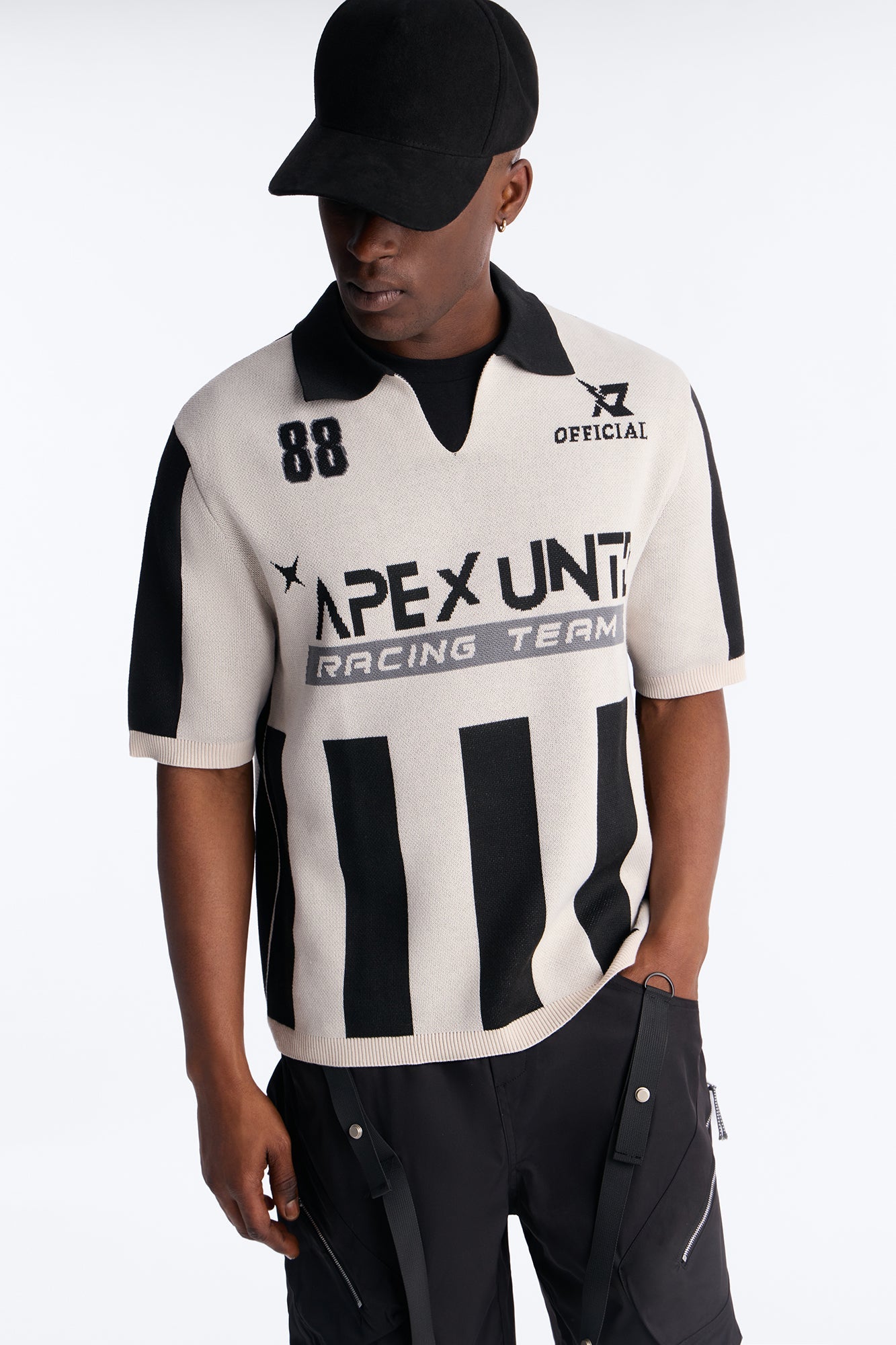 Apex United Johnny Collar Knit Top - Black/combo