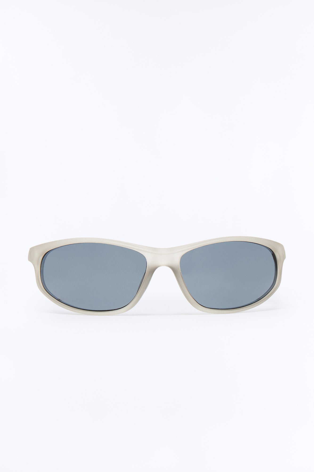 Rubberized Slim Sport Wrap Sunglasses - Grey