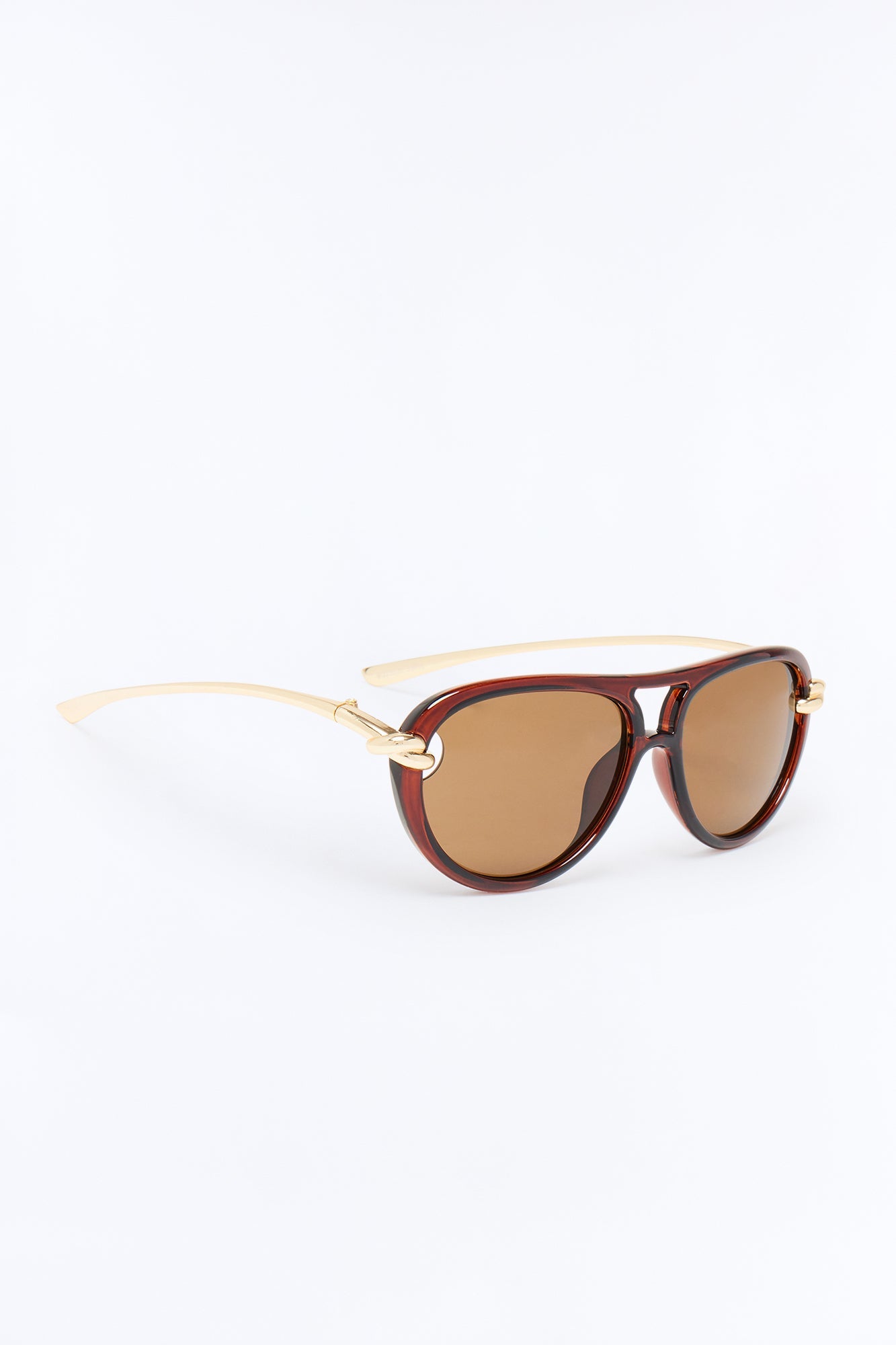 Retro Appeal Aviator Sunglasses - Gold/Brown