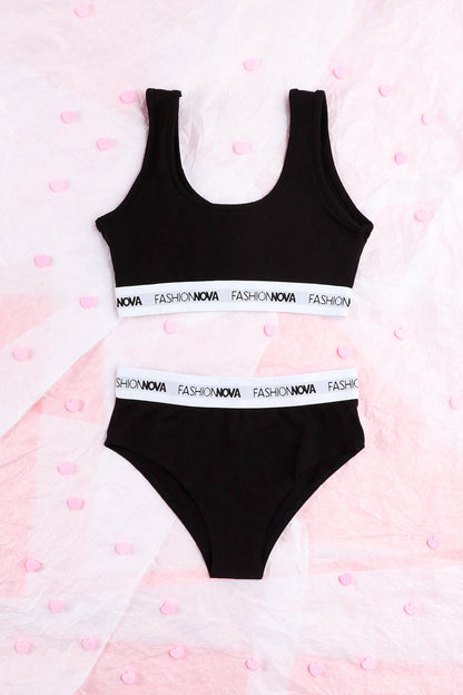 Fashion Nova Bralette And Panty Set - Black/White