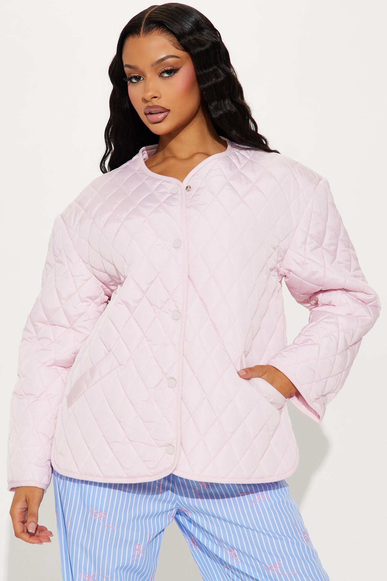 Mountain Highs Quilted Lightweight Jacket - Blush
