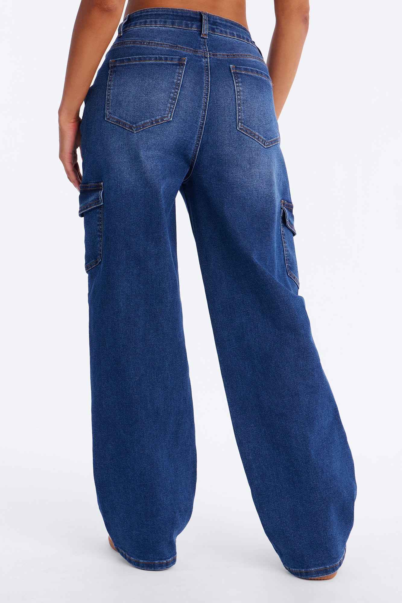 Fallon Cargo Straight Leg Jeans - Dark Wash