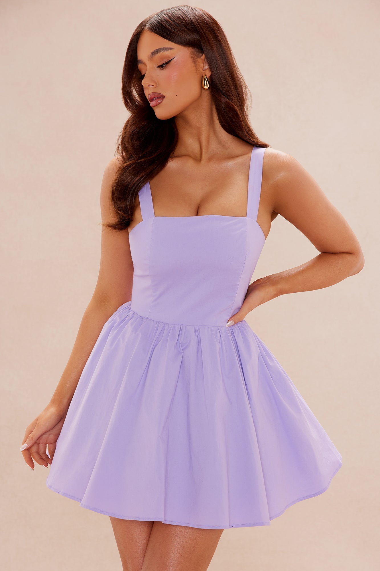Piper Poplin A Line Mini Dress - Purple