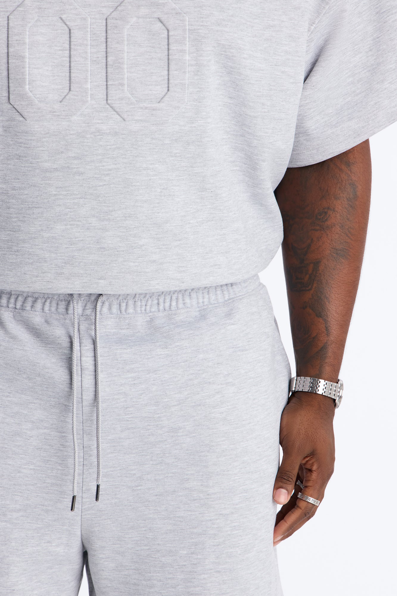 Structured Fleece Embossed Cargo Joggers - Heather Grey