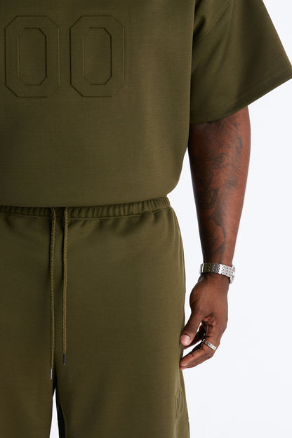 Structured Fleece Embossed Cargo Joggers - Olive