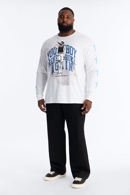 Young Boy Never Broke Again Shining Star Long Sleeve Tee - White