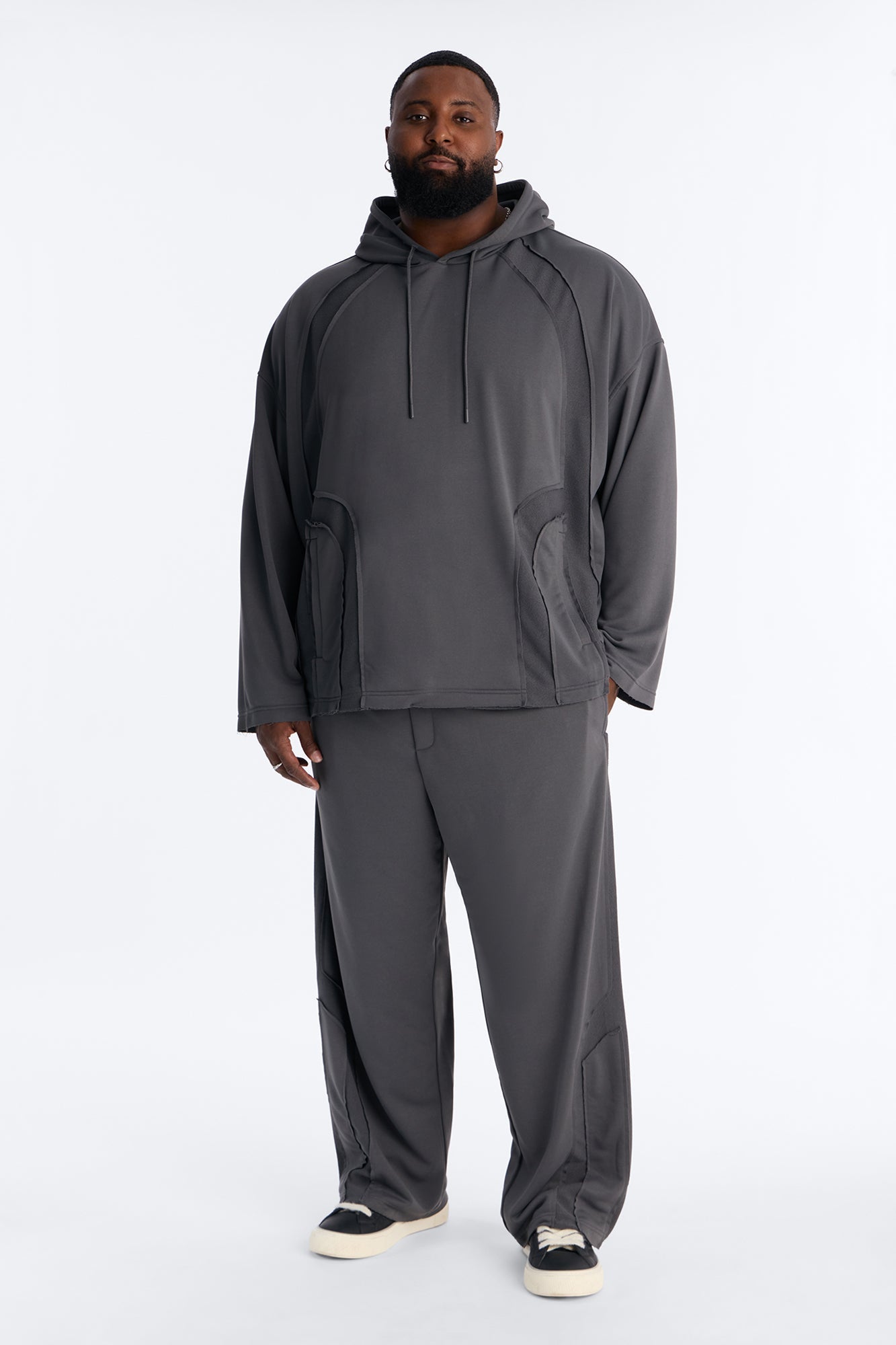 Inside Out Panels Straight Sweatpants - Dark Grey