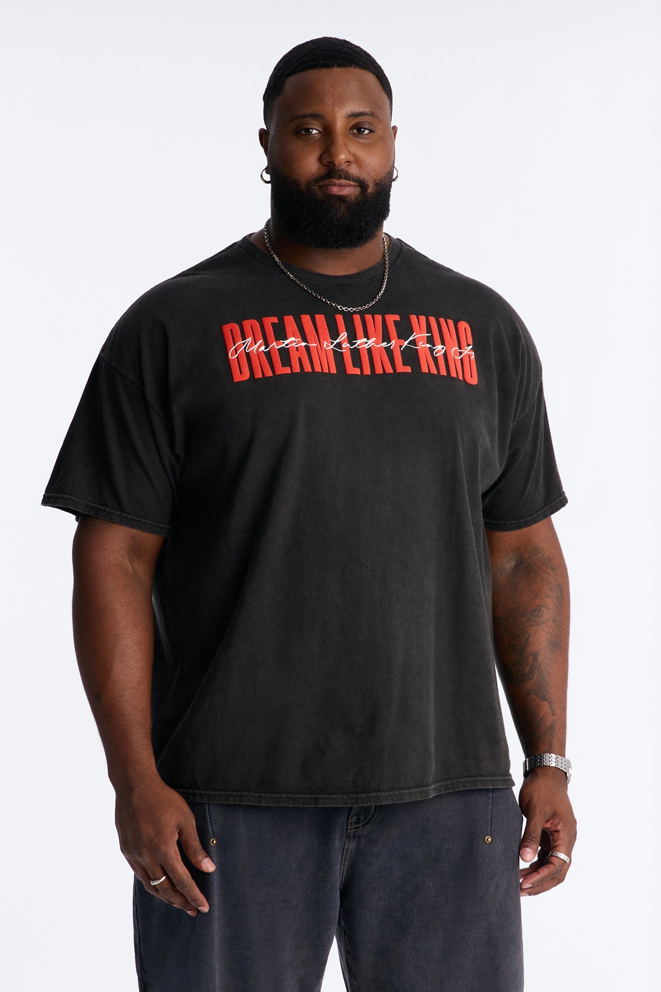 Dream Like The King Puff Print Short Sleeve Tee - Black