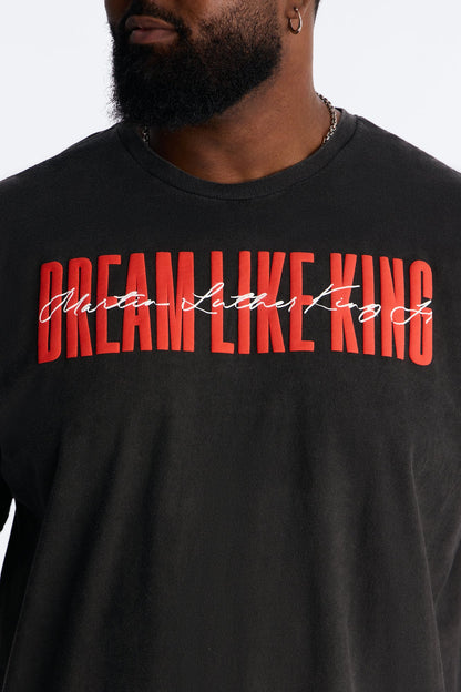 Dream Like The King Puff Print Short Sleeve Tee - Black