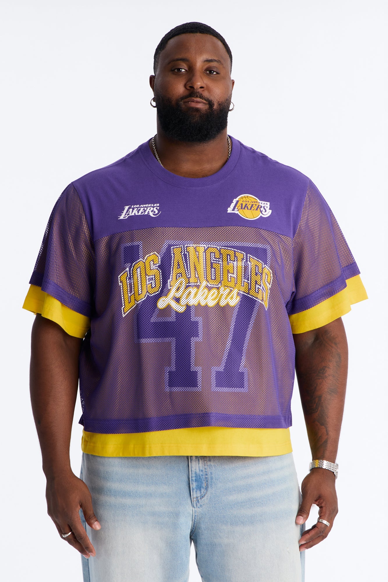 Lakers Lay Up Jersey Mesh Top - Purple