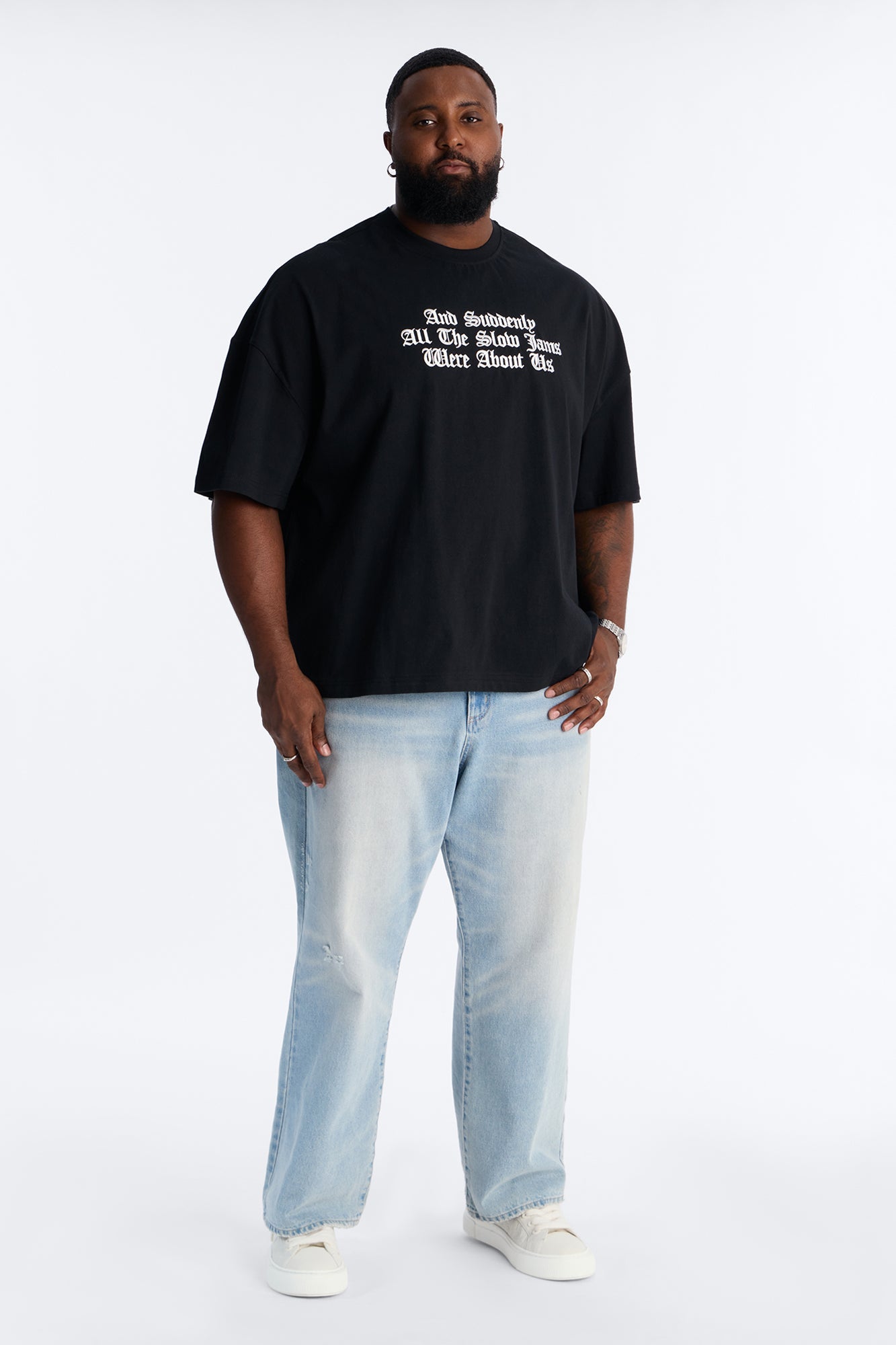 Premium Slow Jam Oversized Short Sleeve Tee - Black