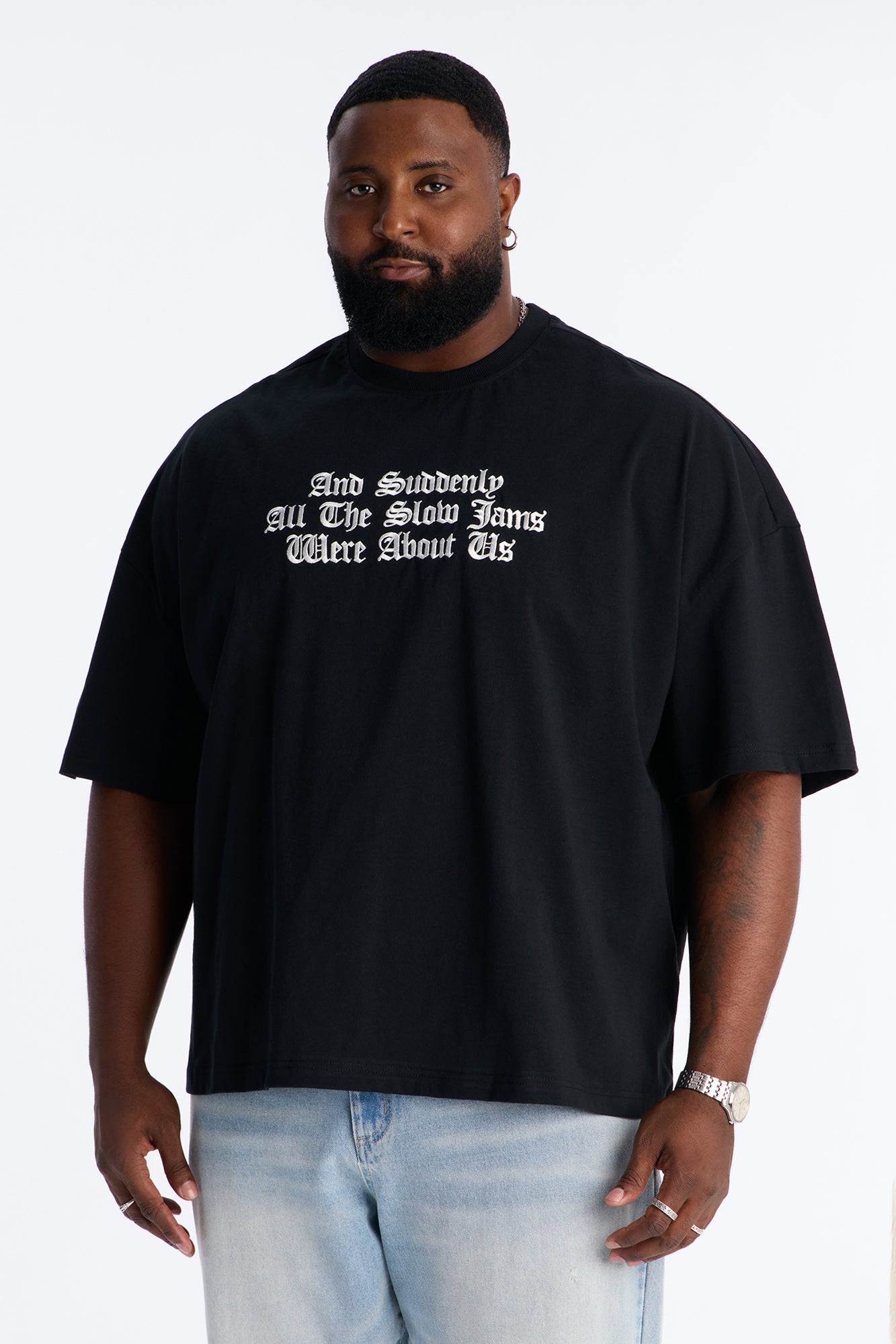 Premium Slow Jam Oversized Short Sleeve Tee - Black