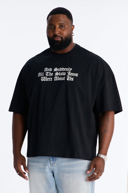Premium Slow Jam Oversized Short Sleeve Tee - Black