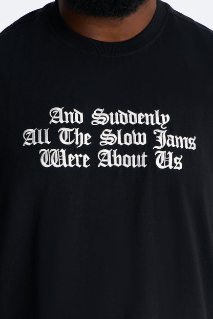 Premium Slow Jam Oversized Short Sleeve Tee - Black