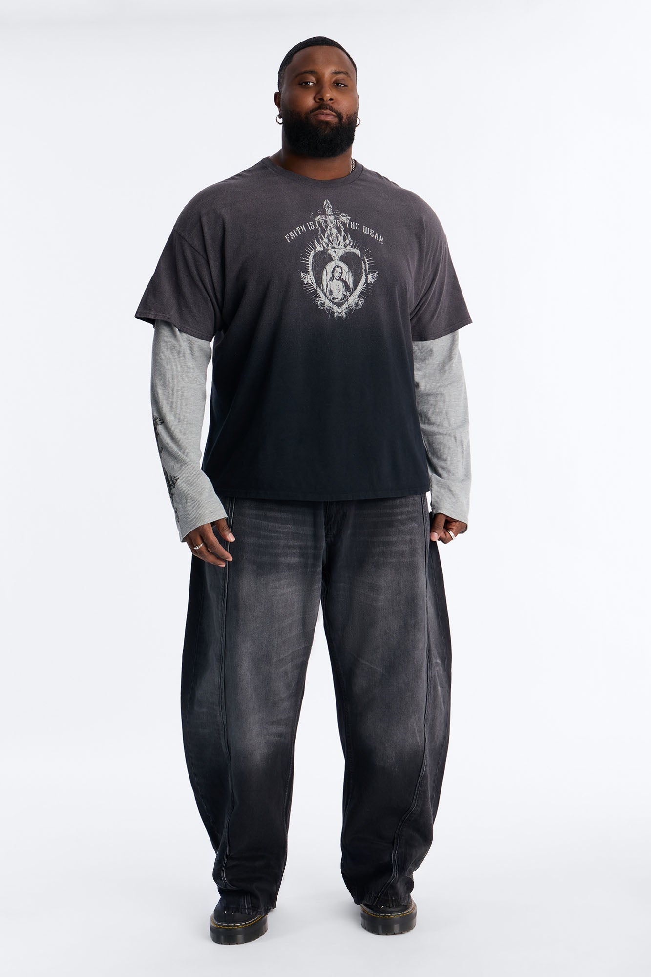 Cross My Heart 2fer Long Sleeve Tee - Black