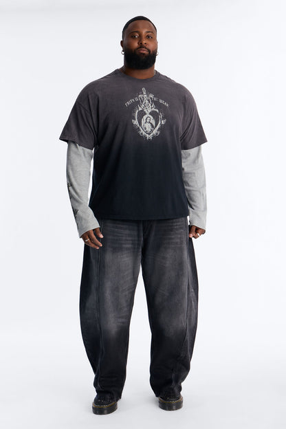 Cross My Heart 2fer Long Sleeve Tee - Black