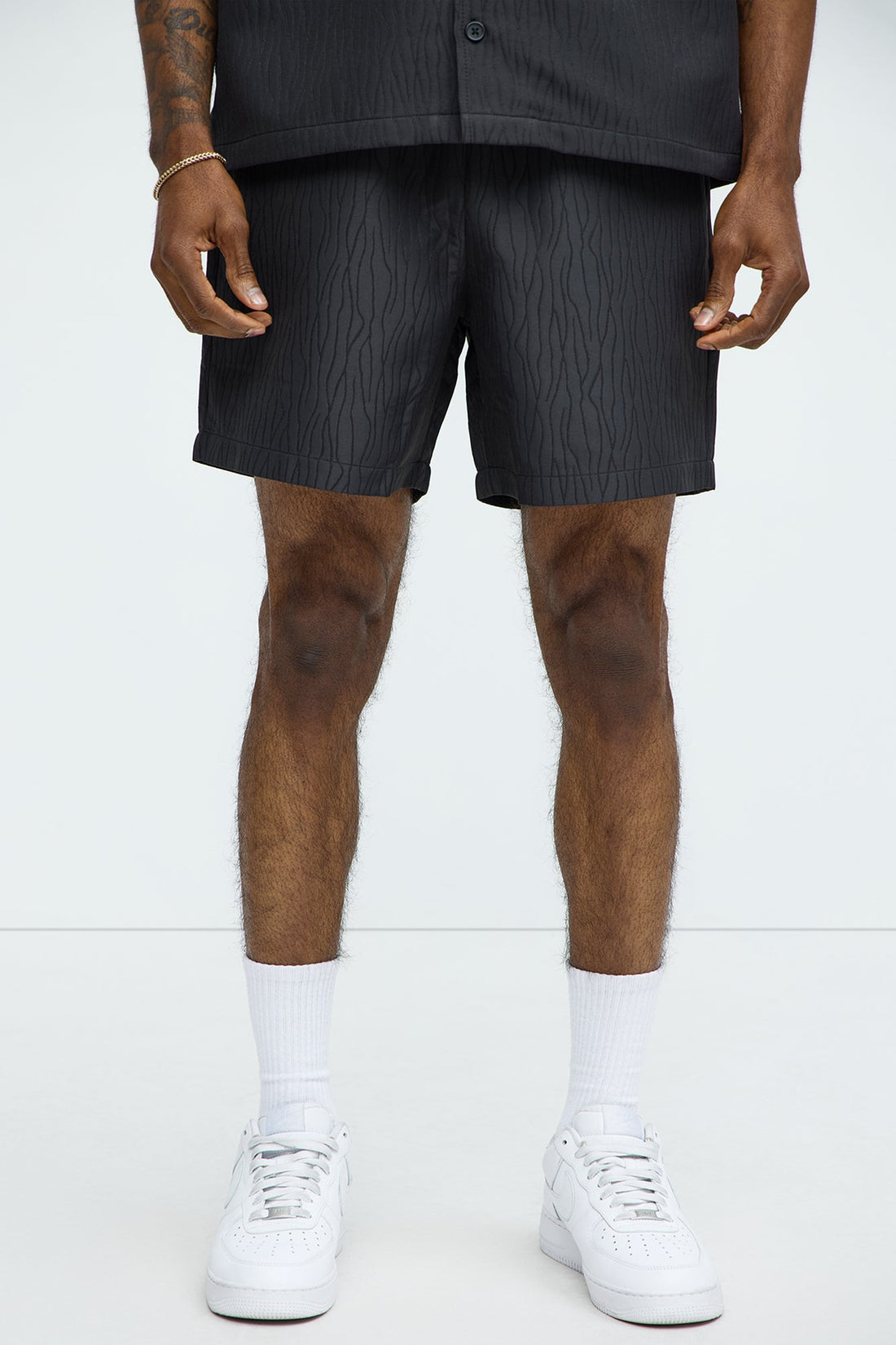 Tonal Tracks Jacquard Shorts - Black