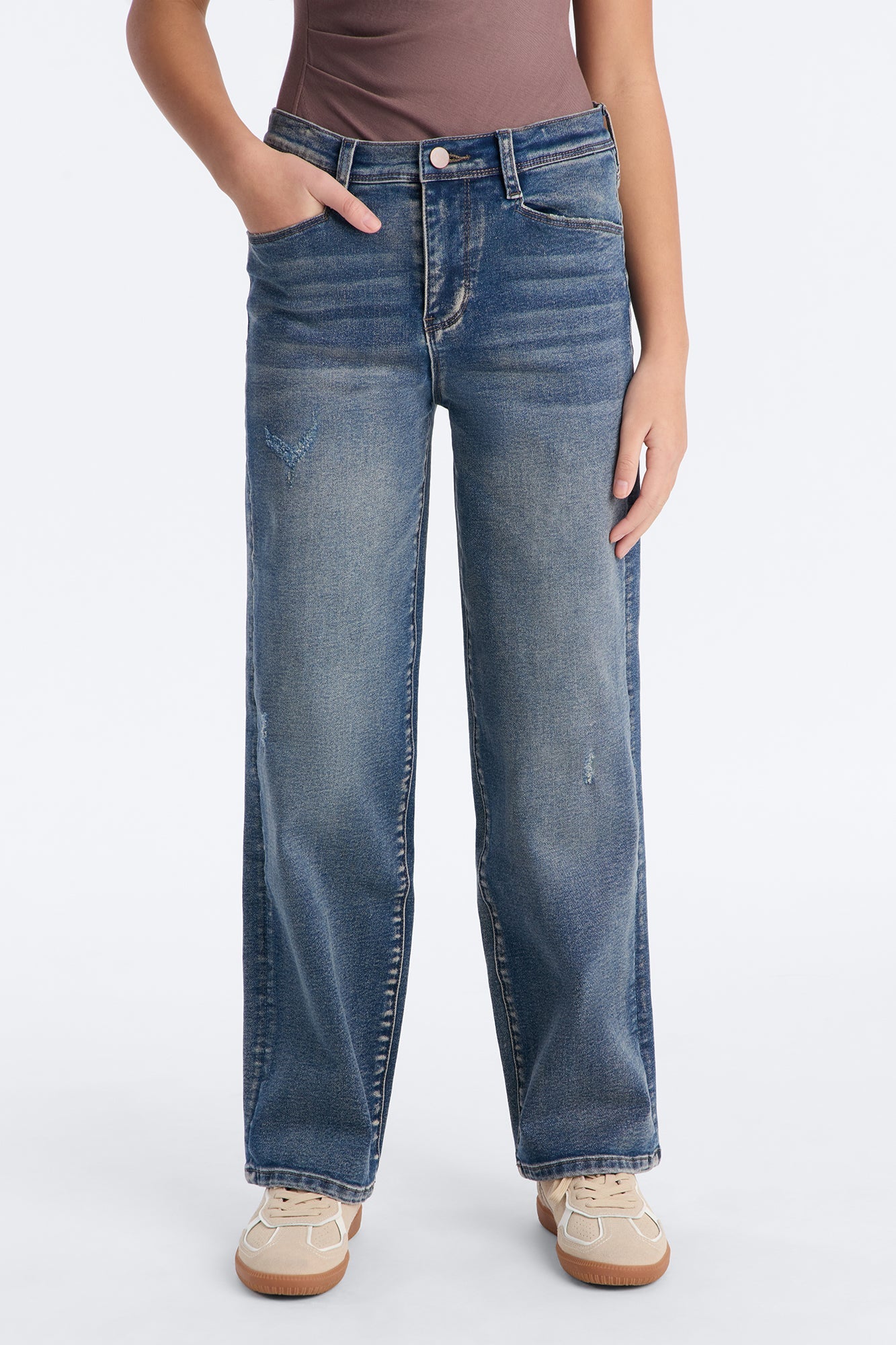 Mini Lost As Always Stretch Baggy Jeans - Medium Wash