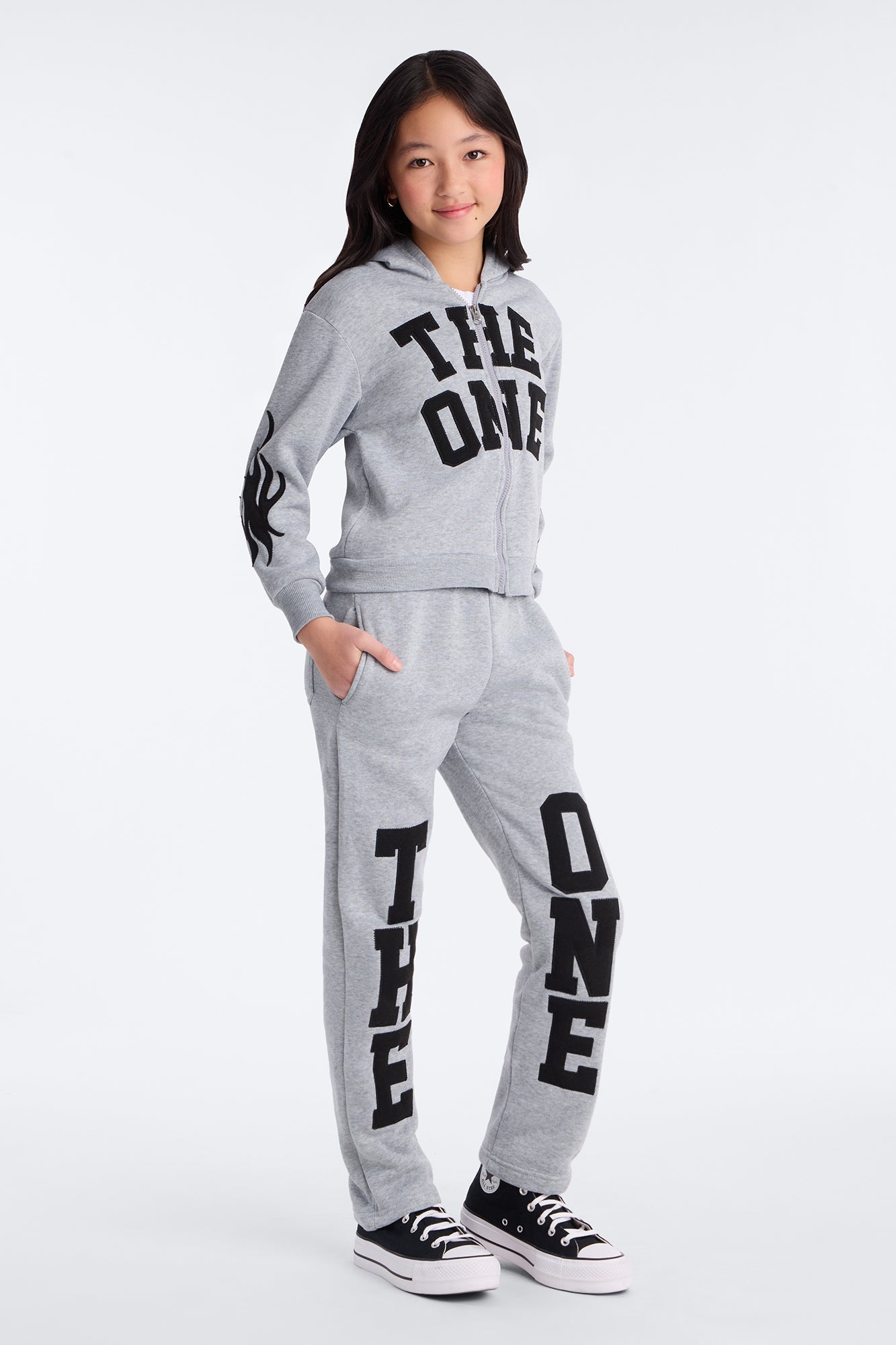 Mini The One Wide Leg Pant Set - Heather Grey