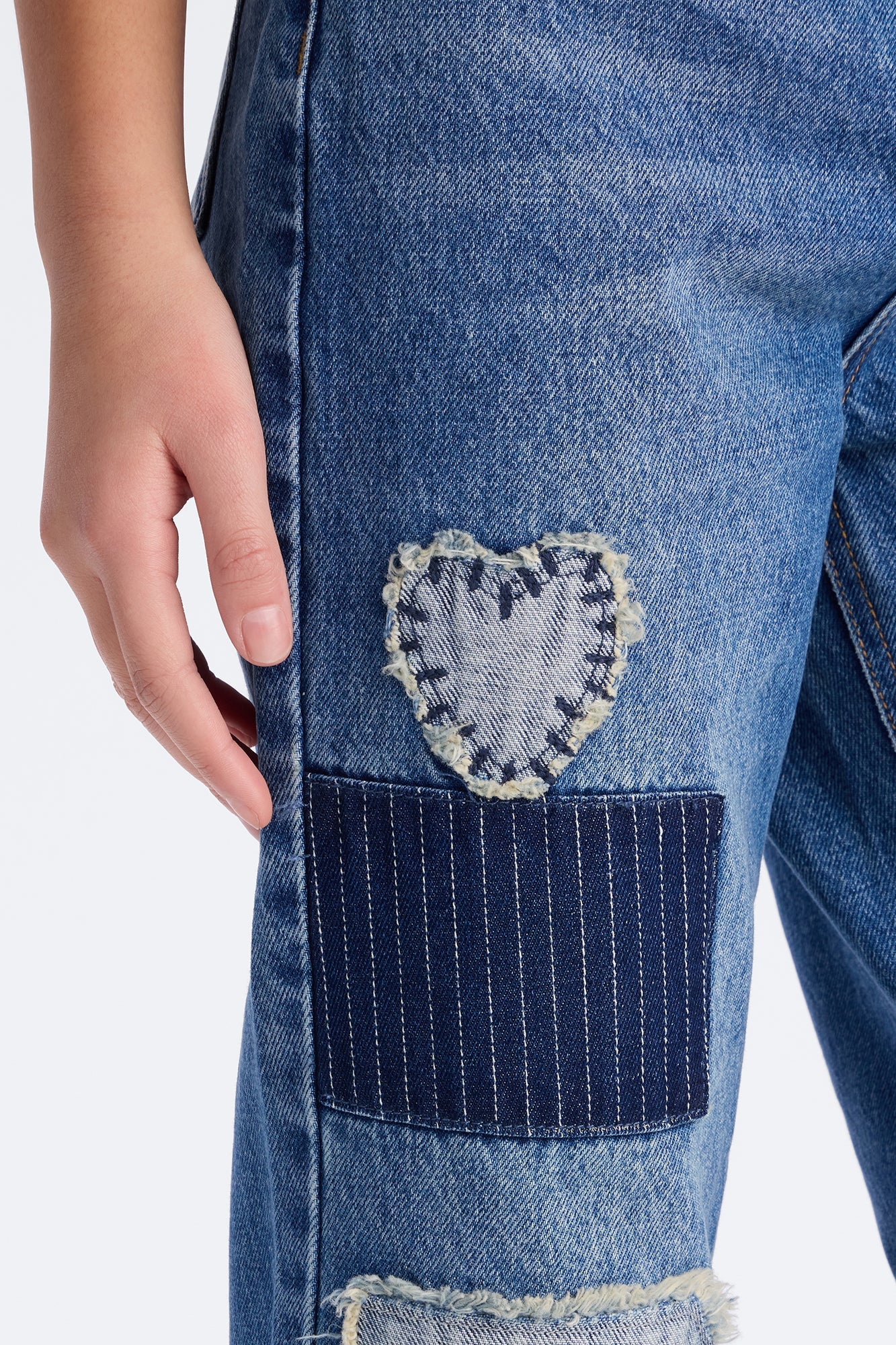 Mini Craft Queen Wide Leg Patchwork Jeans - Dark Wash