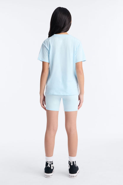 Mini Stitch Graffiti Bike Short Set - Light Blue