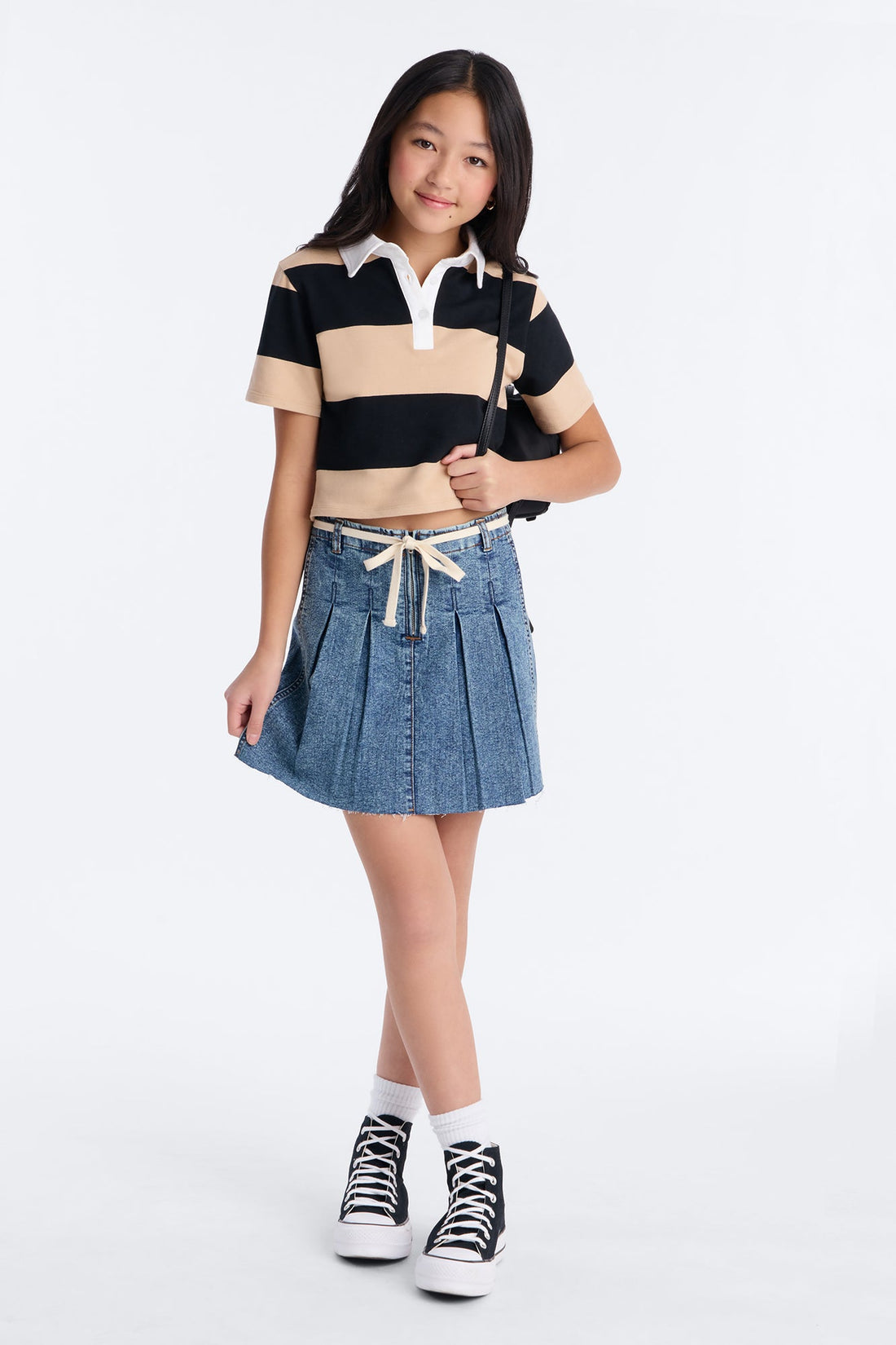 Mini Having Fun Pleated Denim Skirt - Medium Wash