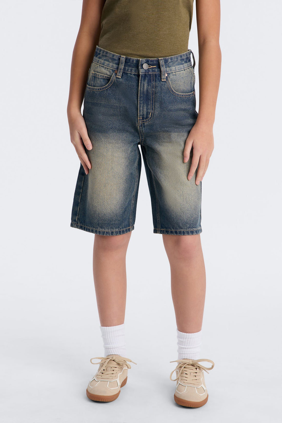 Mini Basic Tinted Denim Jorts - Vintage Wash