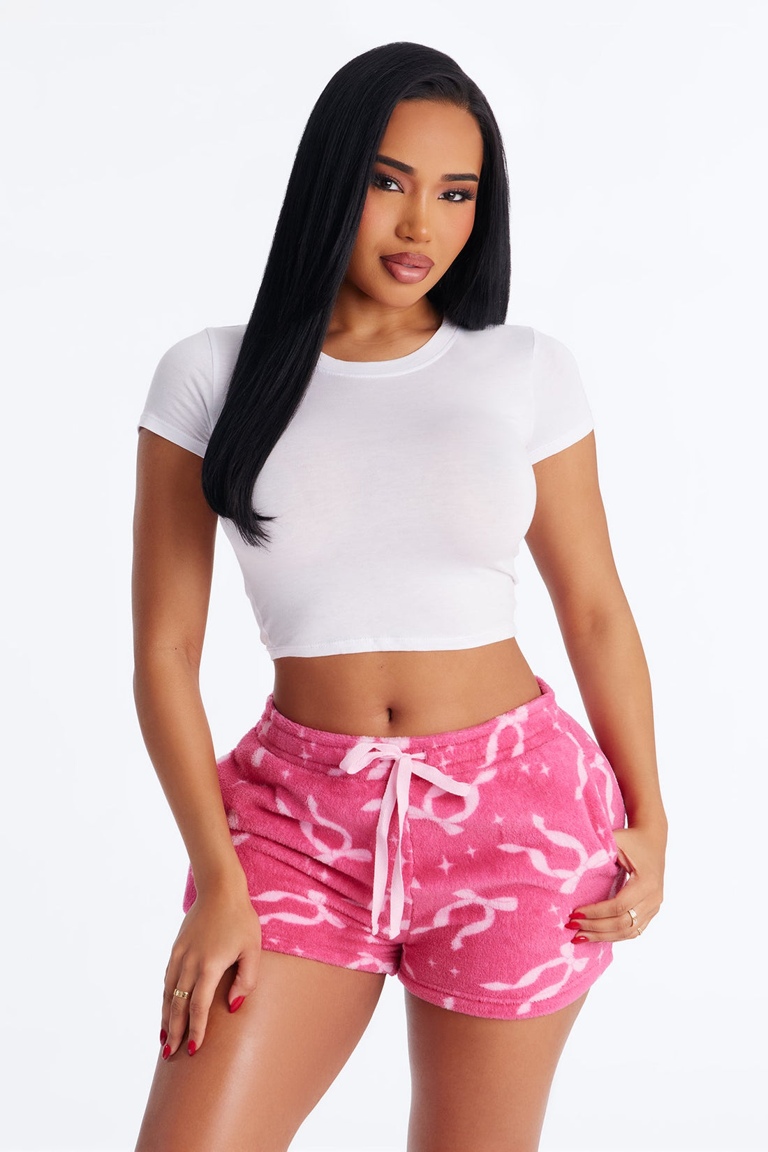 Bow Era Plush PJ Shorts - Pink