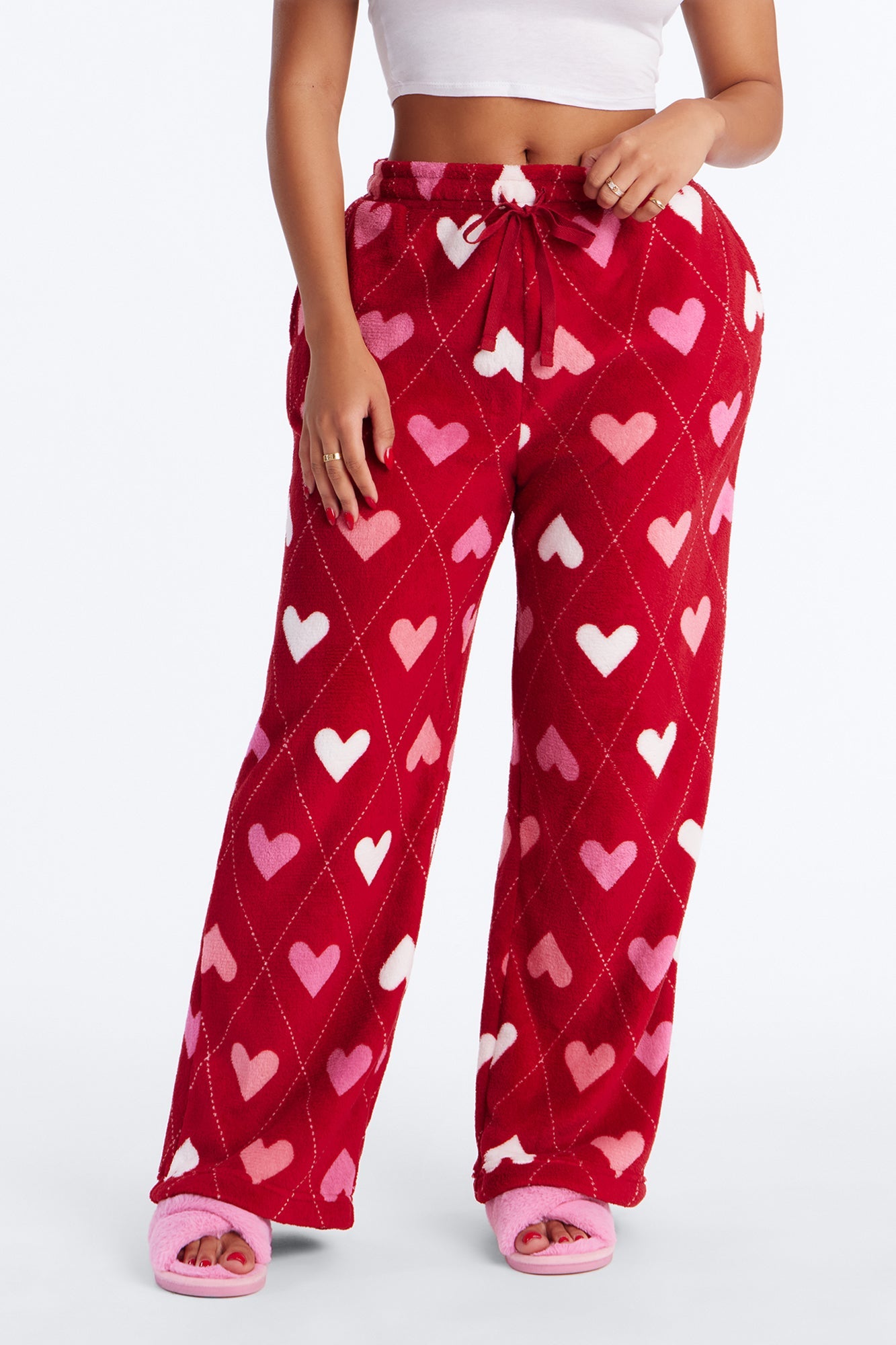Love To Nap Plush PJ Pants - Red/combo