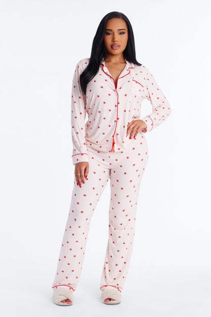 Sweetest Berry Long Sleeve PJ Pant Set - Pink/combo