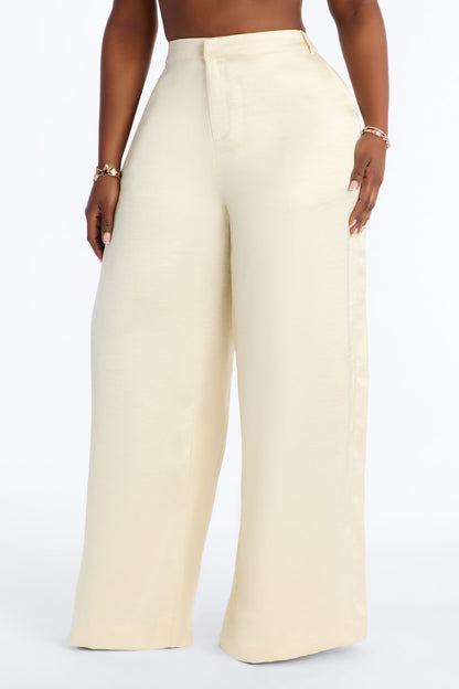 Romance Me Satin Trouser - Off White