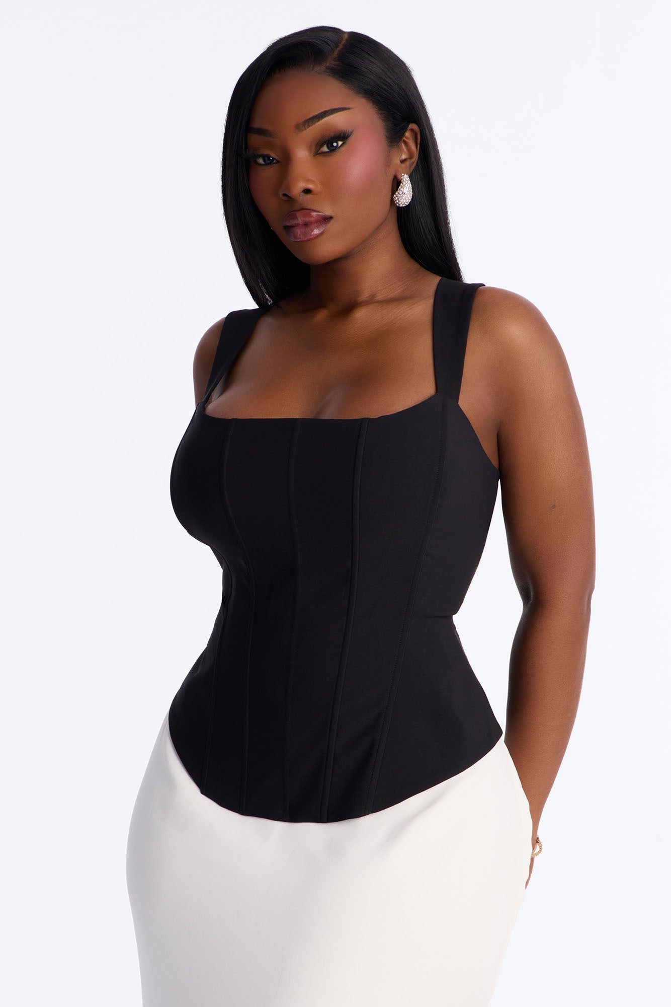 Heartbeat Embrace Corset Maxi Skirt Set - Black/White