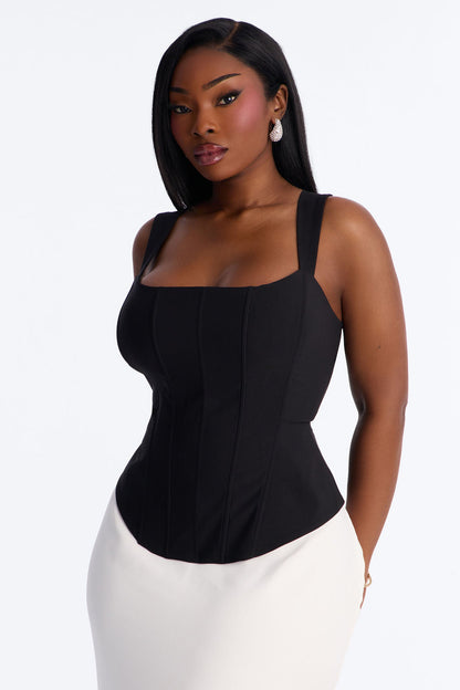 Heartbeat Embrace Corset Maxi Skirt Set - Black/White