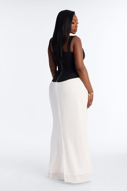 Heartbeat Embrace Corset Maxi Skirt Set - Black/White