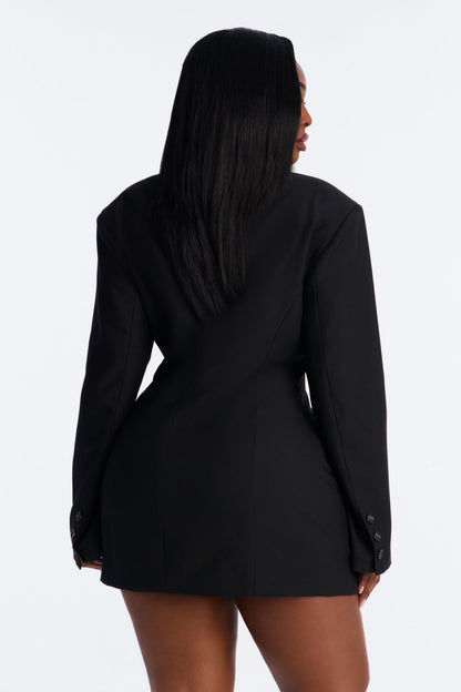 Love You Lots Blazer Mini Dress - Black
