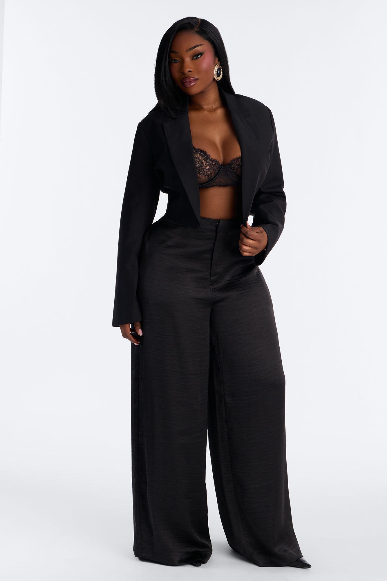 Romance Me Satin Trouser - Black