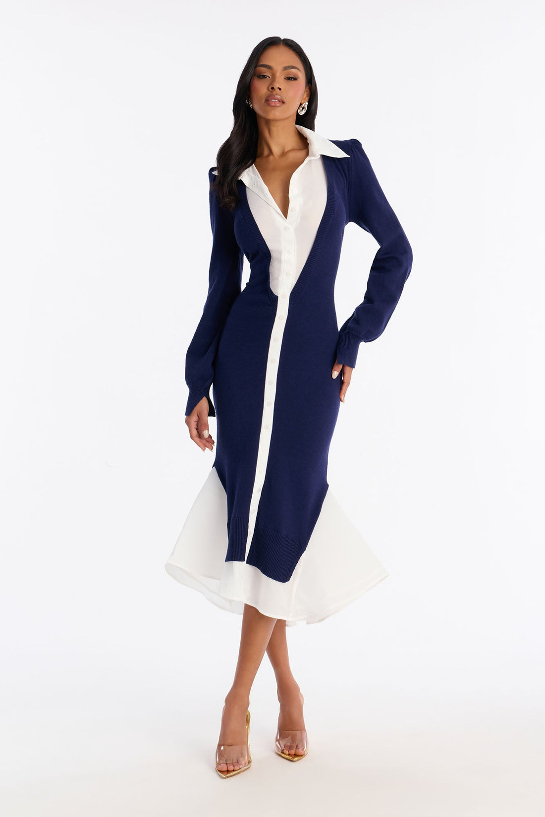 Alina Mermaid Sweater Midi Dress - Navy