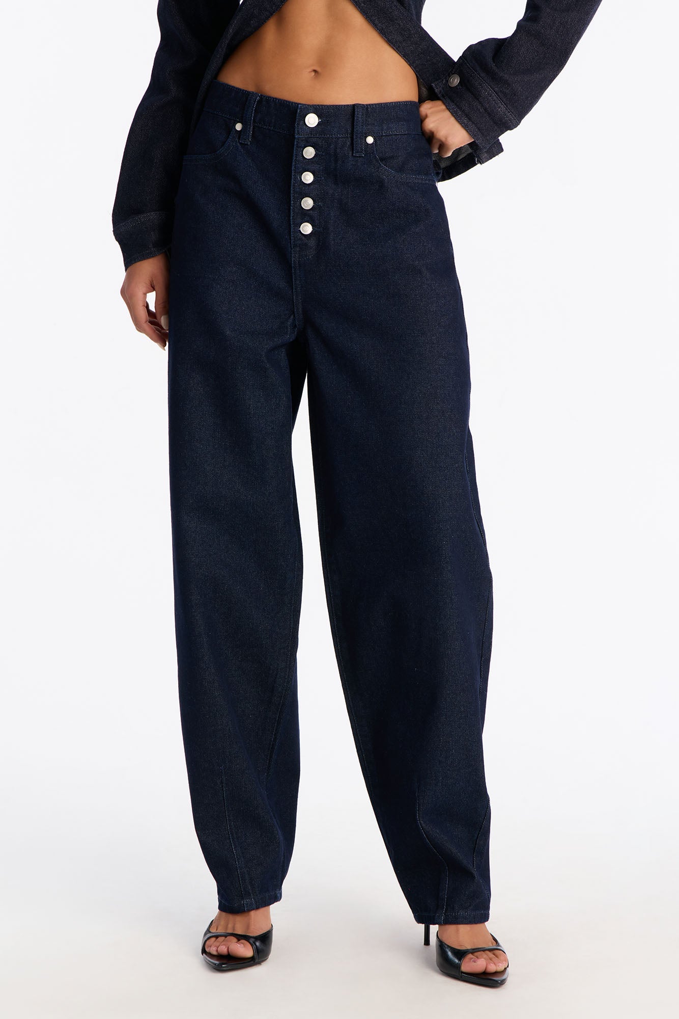 Luxury Resort Baggy Balloon Jeans - Dark Denim