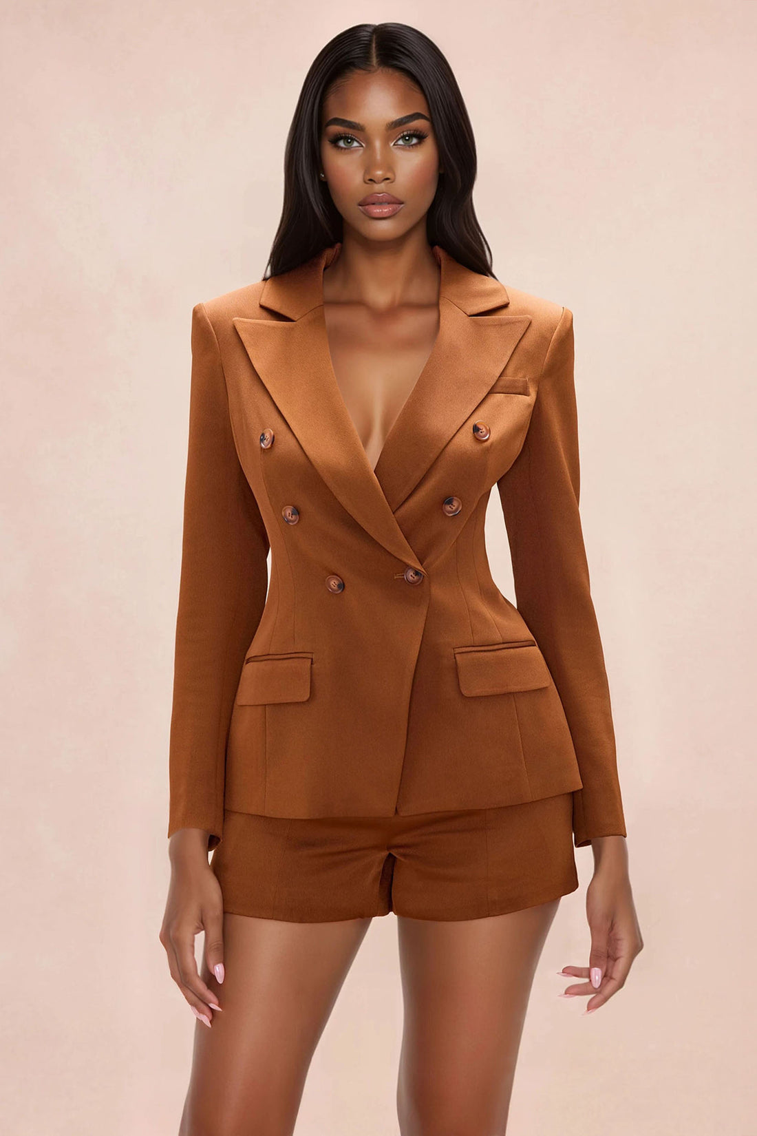 Indie Blazer Short Set - Chocolate