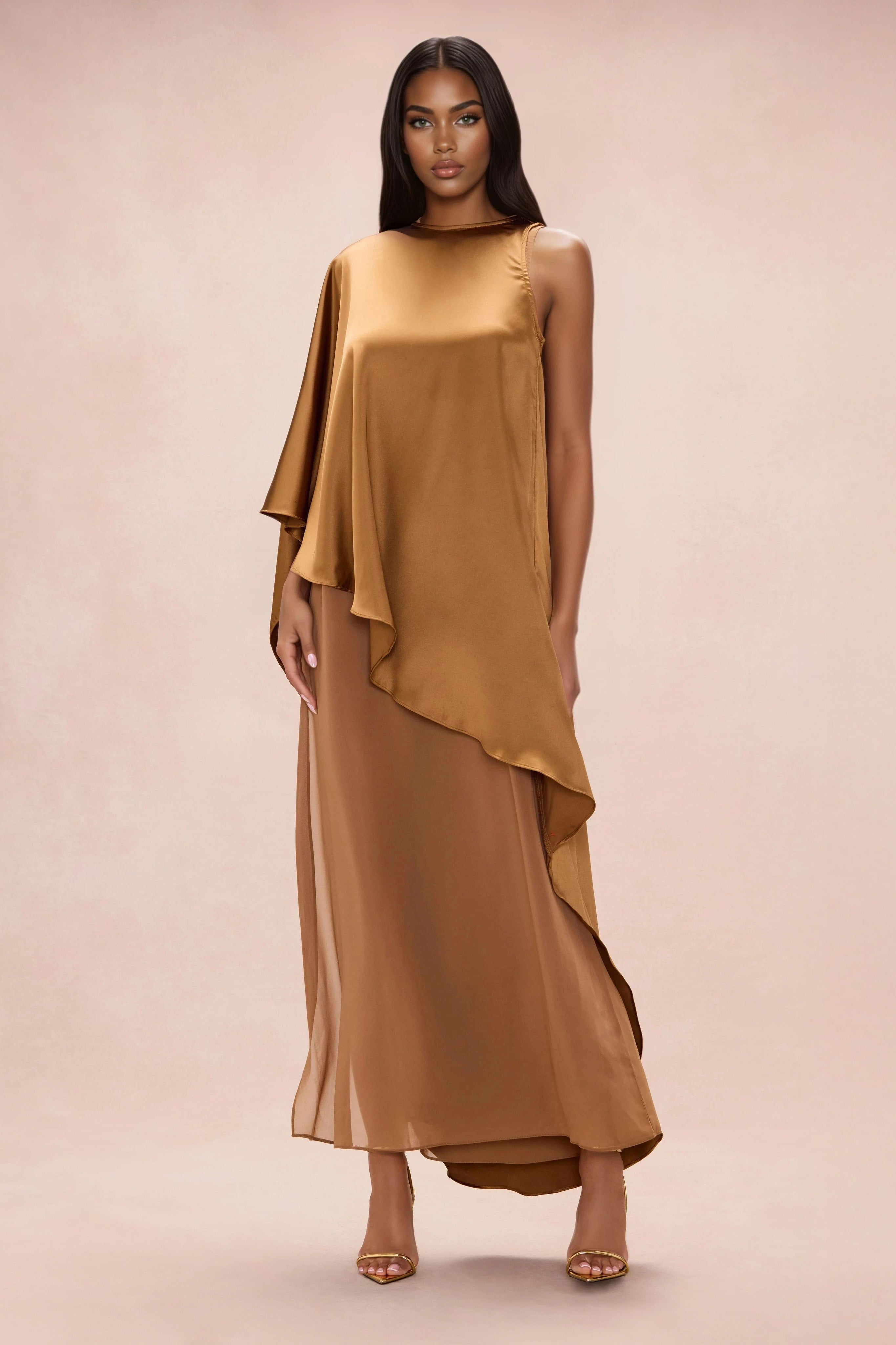 Cosmia Satin Maxi Dress - Mocha