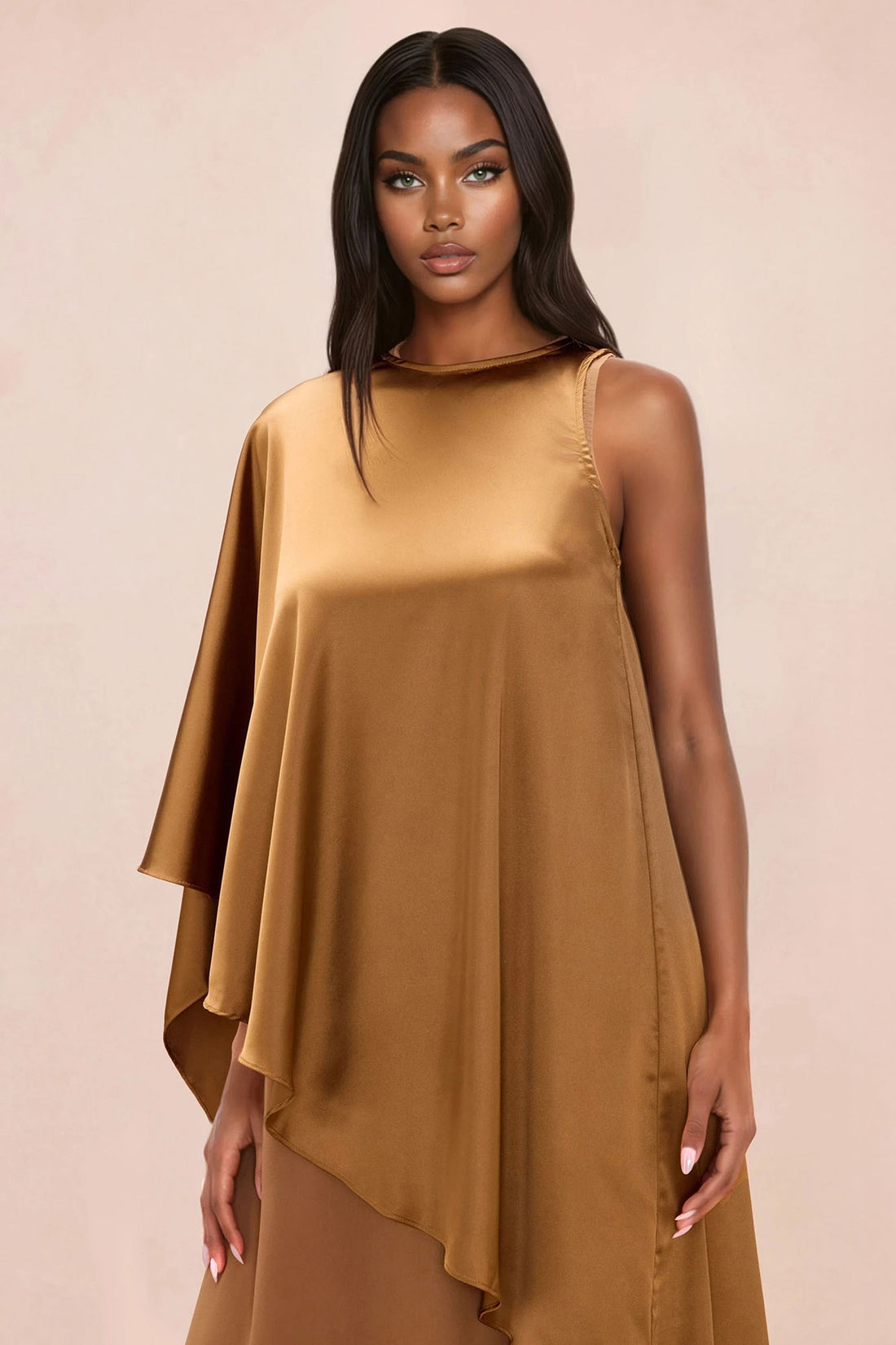 Cosmia Satin Maxi Dress - Mocha