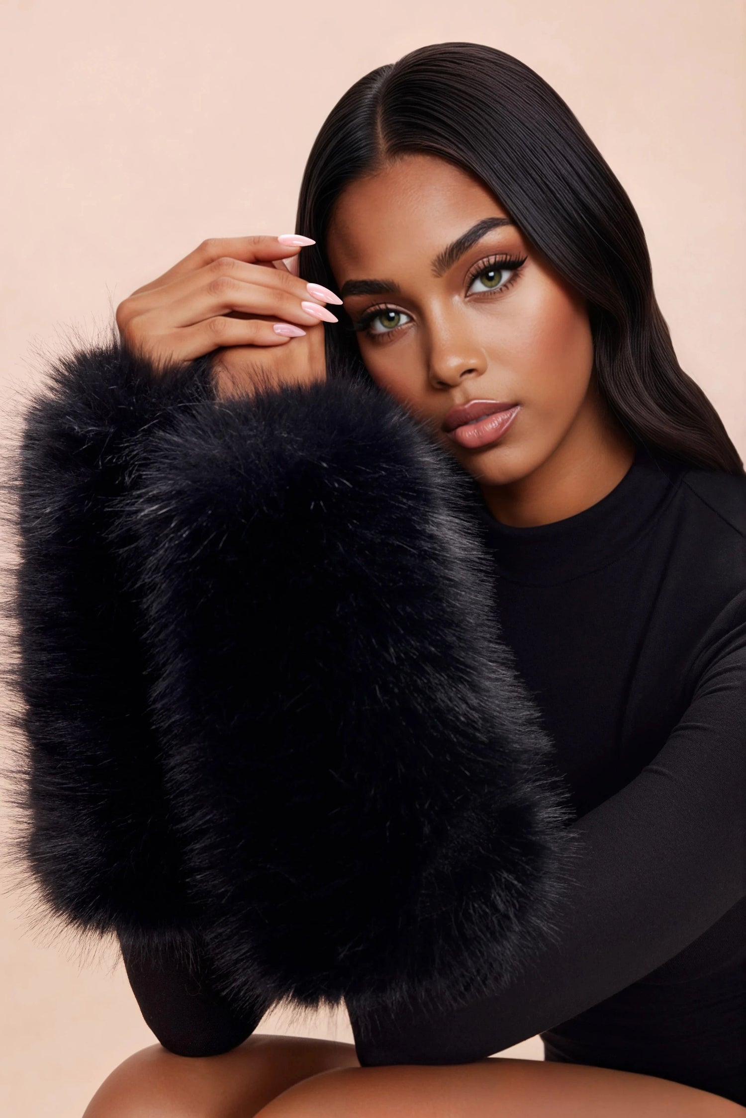 Moscow Fur Mini Dress - Black