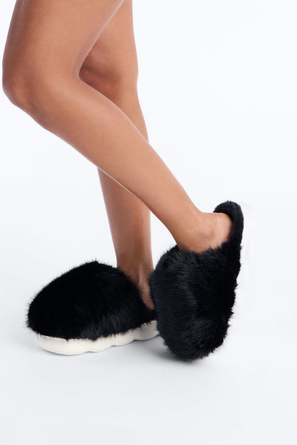 Furby Faux Fur Slippers - Black