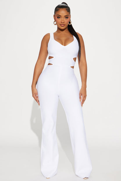 On The Stage Bandage Jumpsuit - White