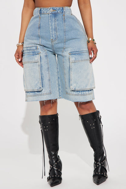 Parker Denim Cargo Jorts - Light Wash