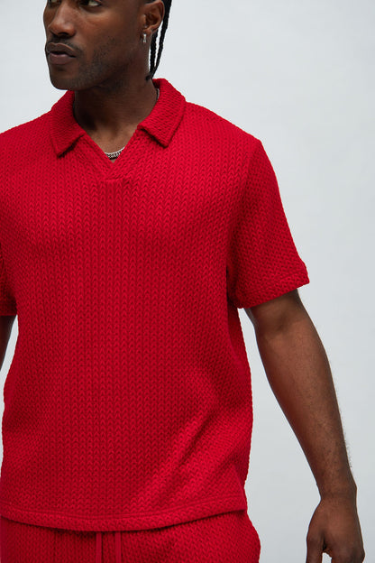 Catanina Textured Polo - Red