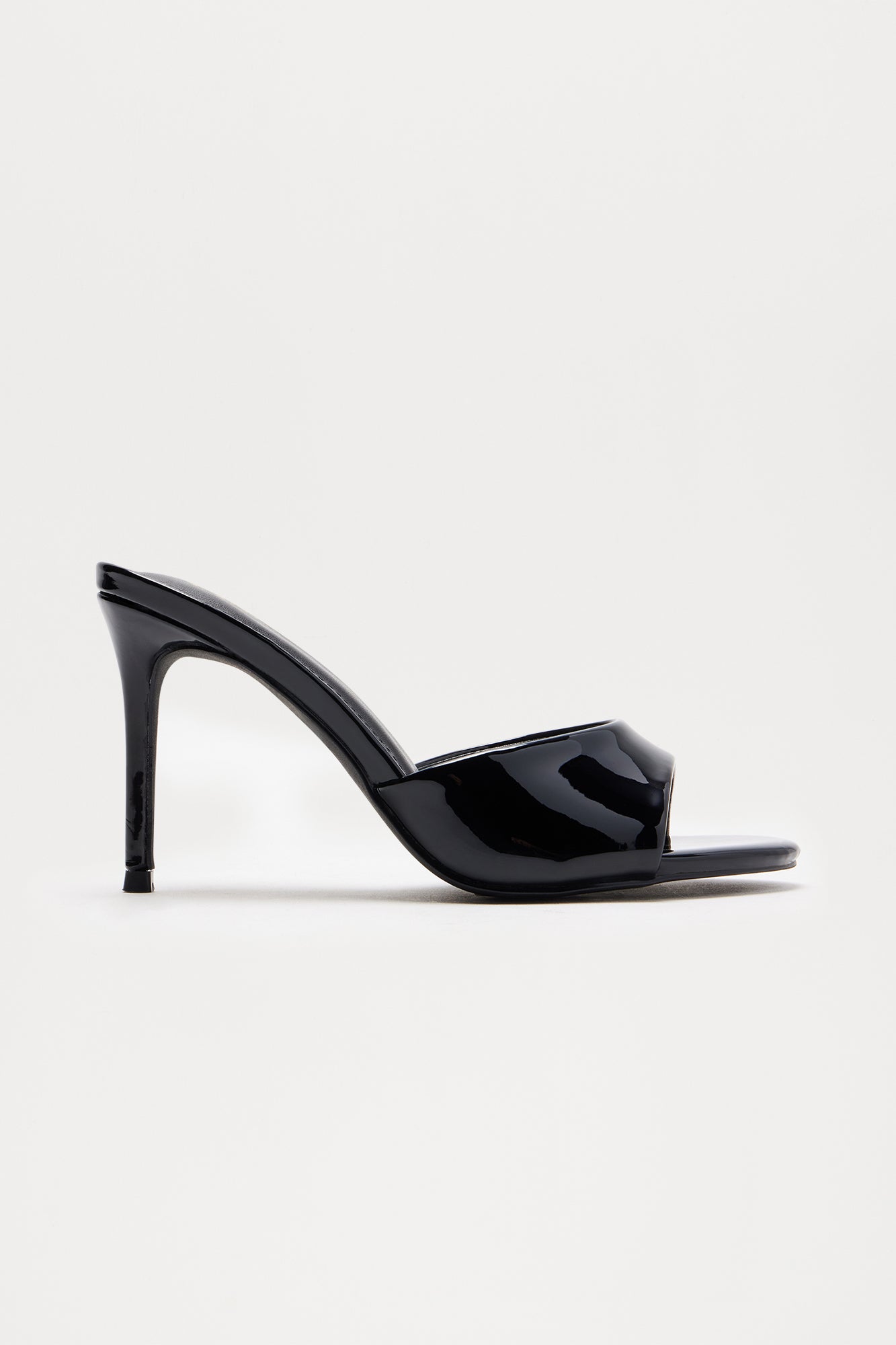 Shanley Faux Patent Stiletto Mules - Black