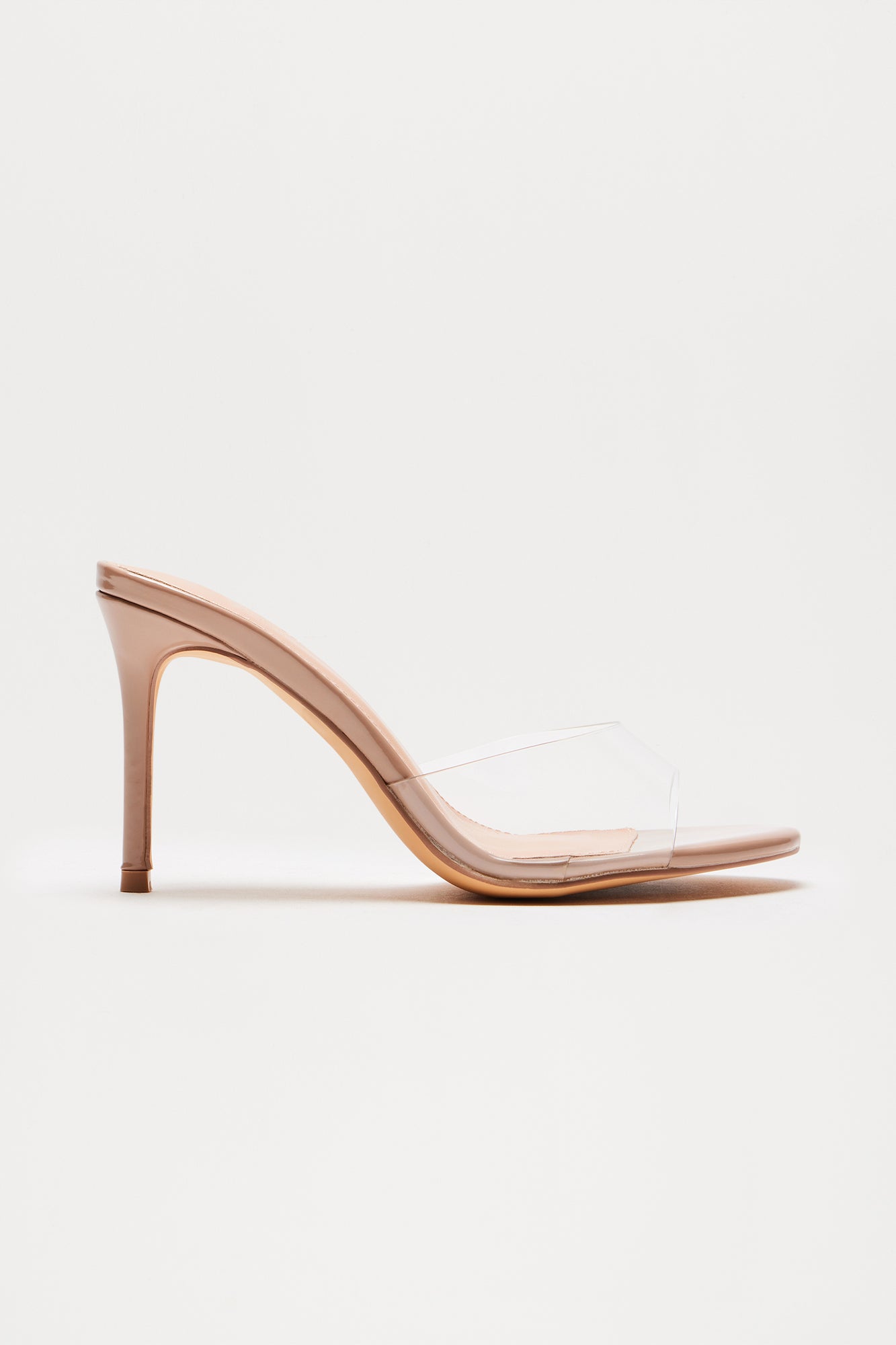 Shanley Faux Patent Stiletto Mules - Clear